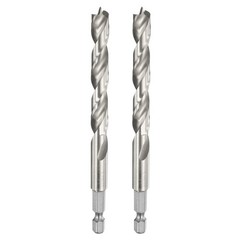 2pcs Brad Point Drill Bits Dia 9mm/0.35″ HSS 1/4″ Hex Shank Drill, Silver