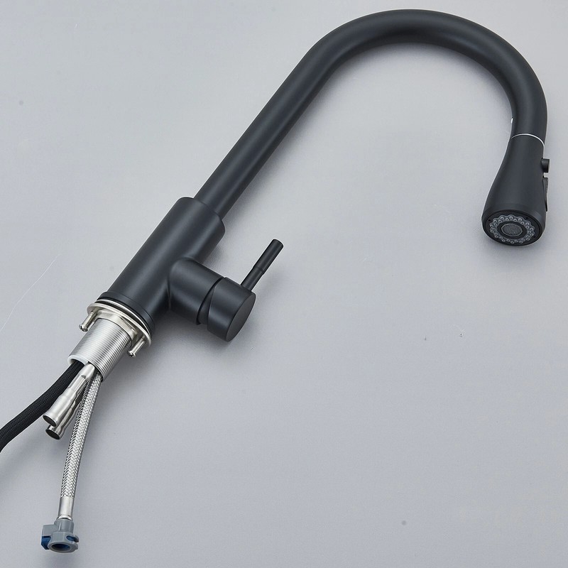 Matte Black Kitchen Faucet Sink Pull Down Sprayer Single Handle Swivel Mixer Tap gallery