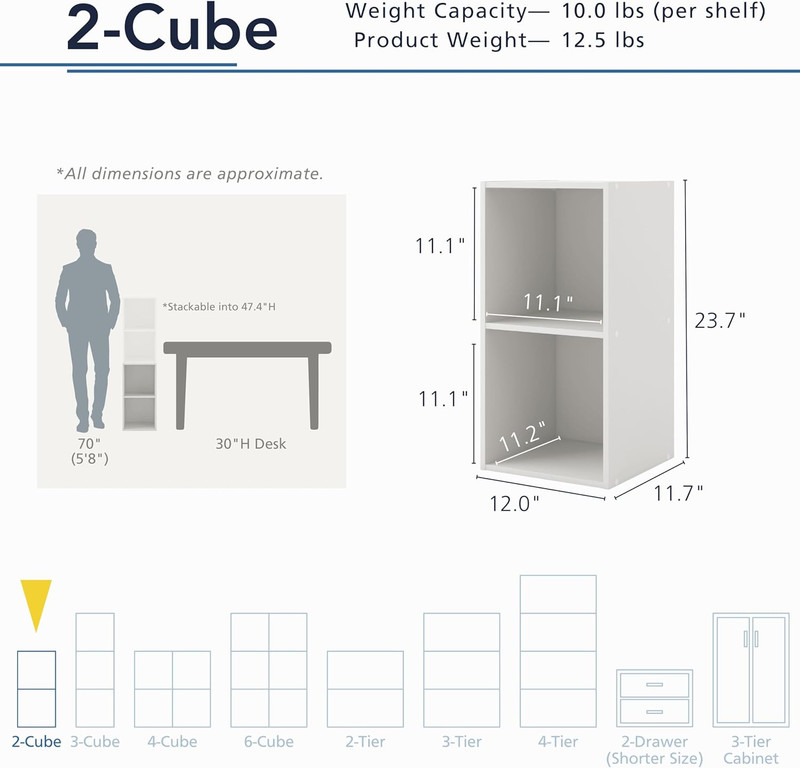 2 Cube Storage Organizer Shelves Stackable Storage Unit for Home Office gallery