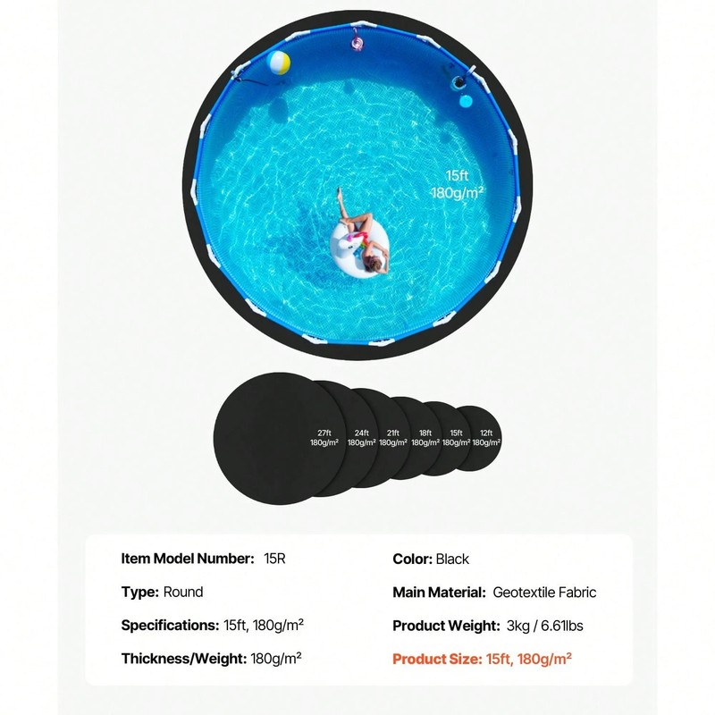 15ft Round Extra-Thick Pool Liner Pad for Above Ground Pools gallery