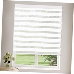 Cordless Zebra Blinds for Windows (35″ W X 72″ H, 35″W x 72″H Light White