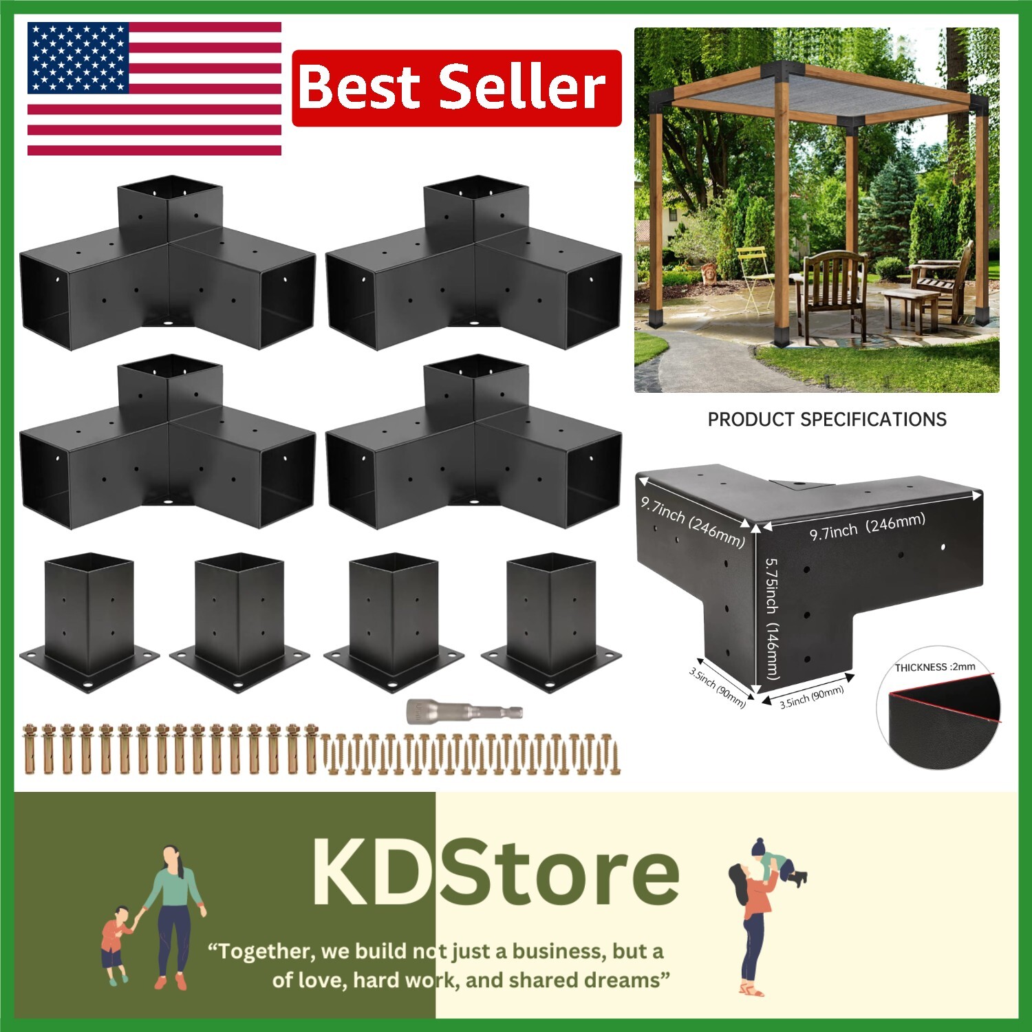 All-in-One Pergola Assembly Kit: 3-Way Brackets & Essential Hardware Included gallery