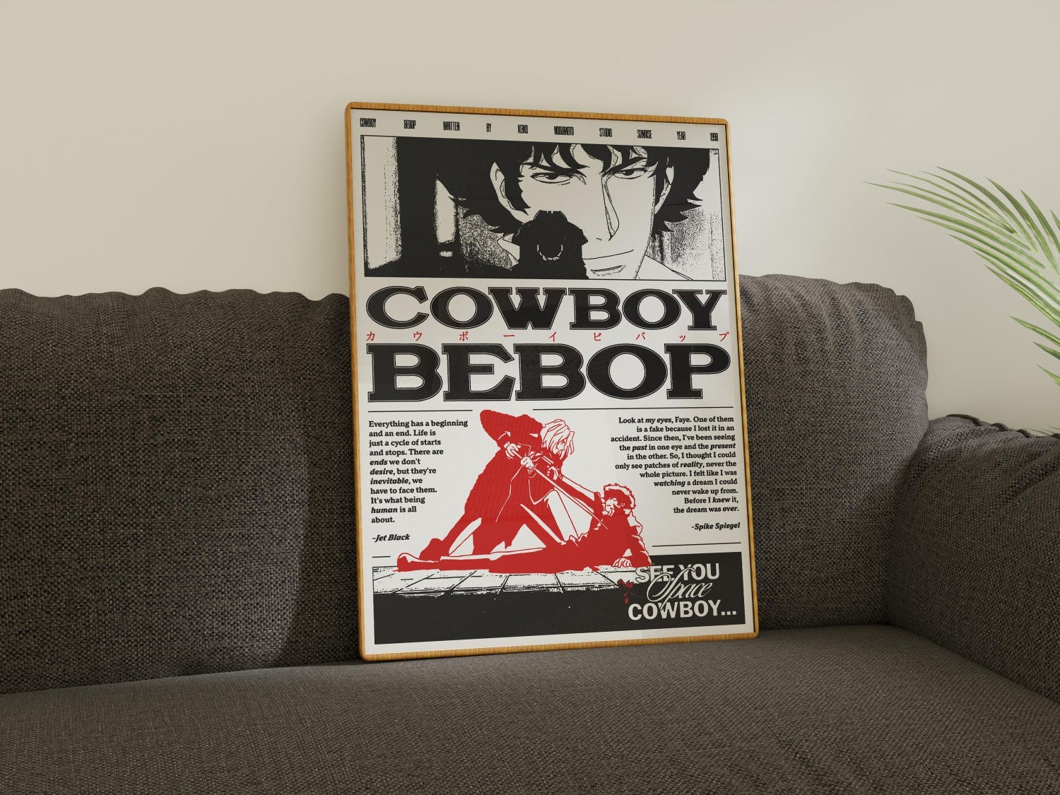 Cowboy Bebop Anime Poster Vintage Print Minimalist Manga Wall Art gallery