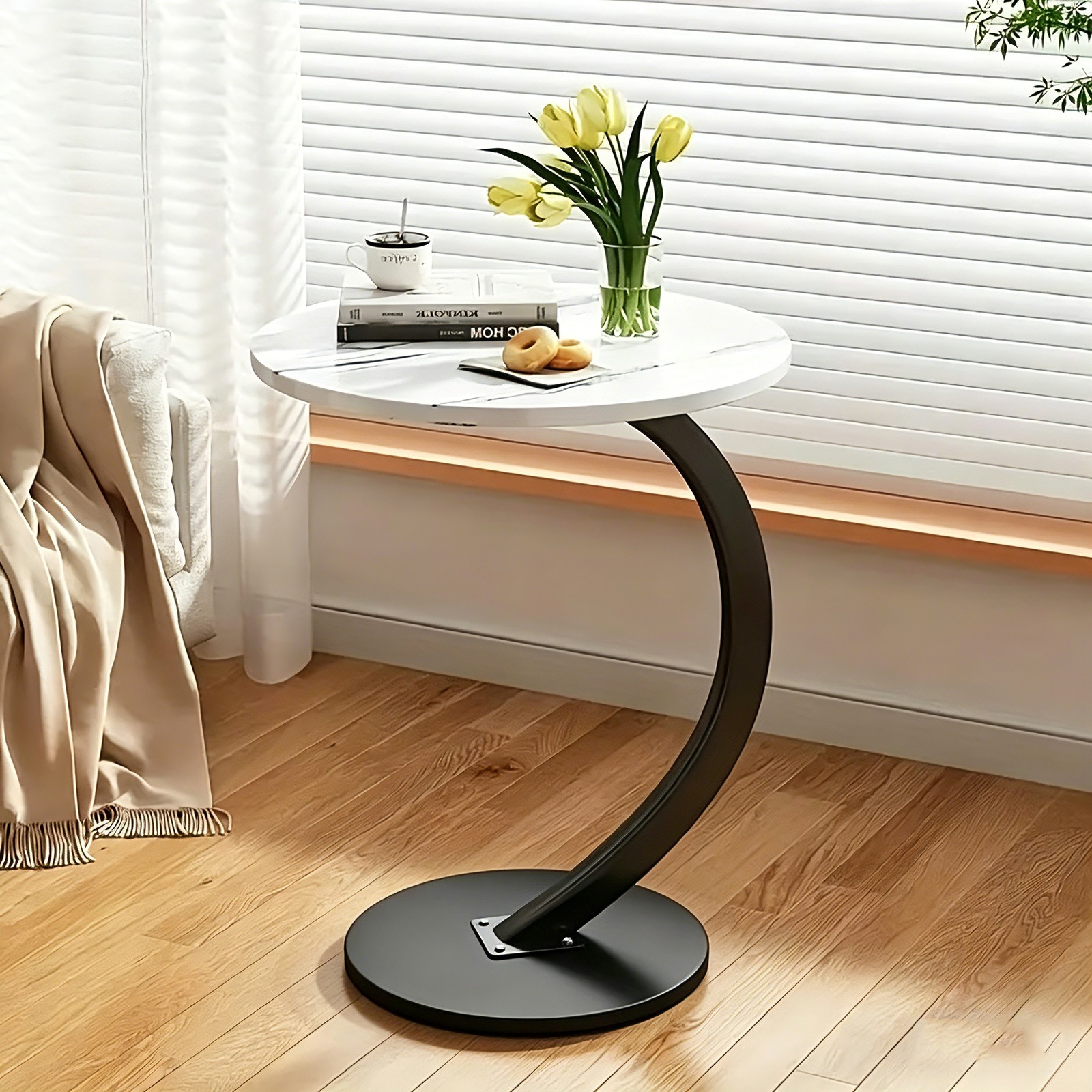 Sofa Side Table with Storage Shelf Modern Couch Table Lightweight White 1-layer gallery