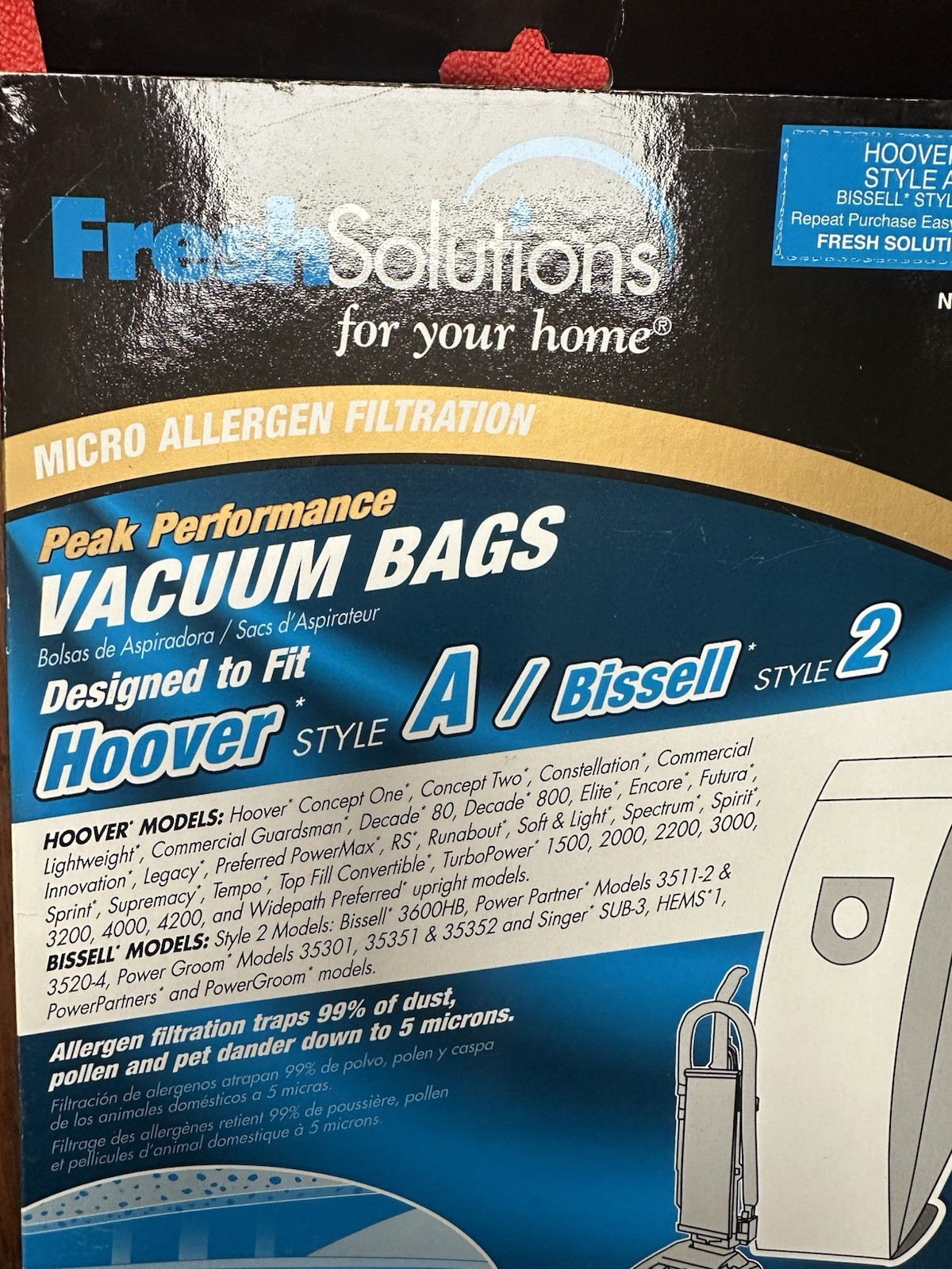 Fresh Solutions (2) Vacuum Bags HOOVER Style A BISSELL Style 2 Peak Performance gallery