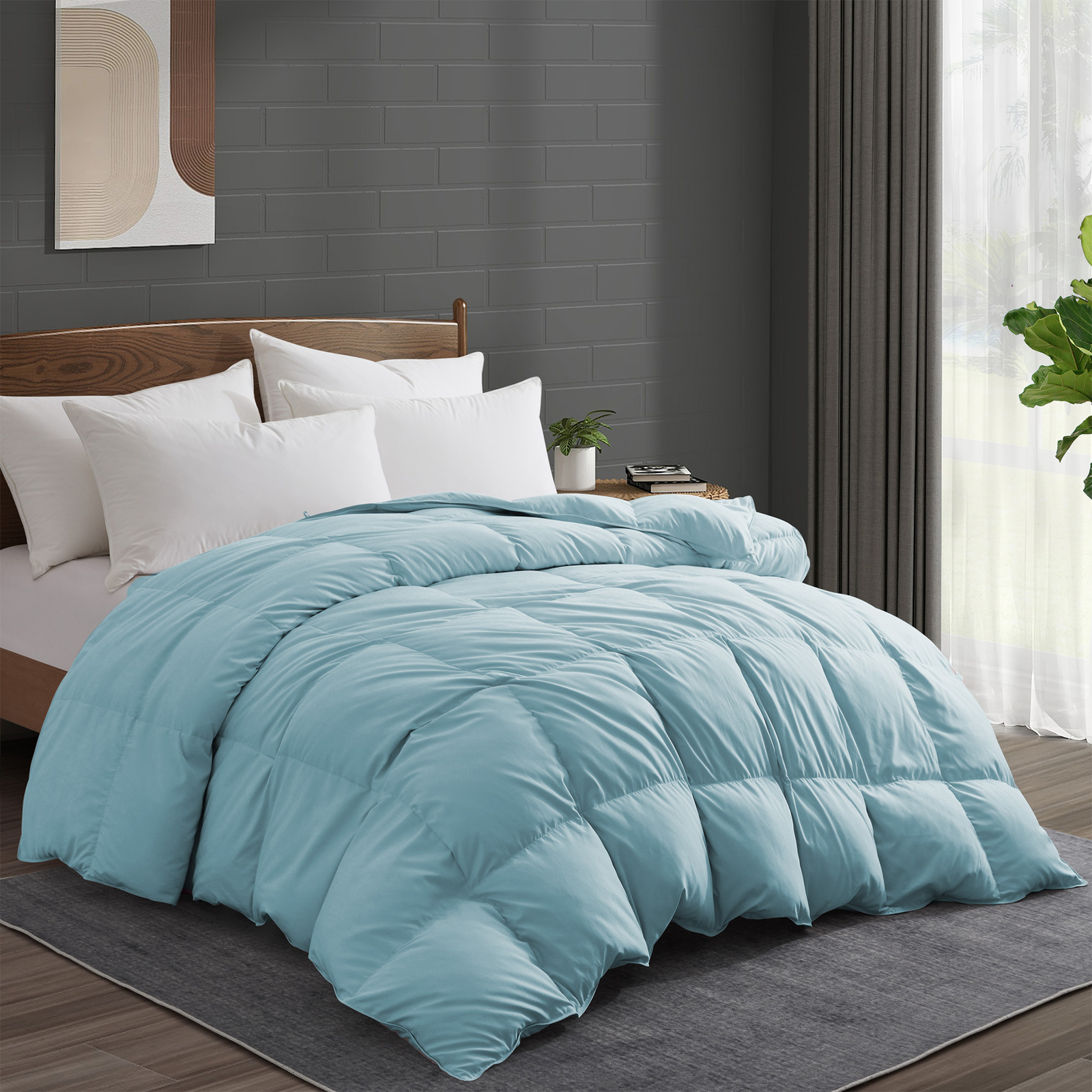 Blue Noise Free Oversized Down Feather Bed Blanket , King Queen Comforter Cozy gallery