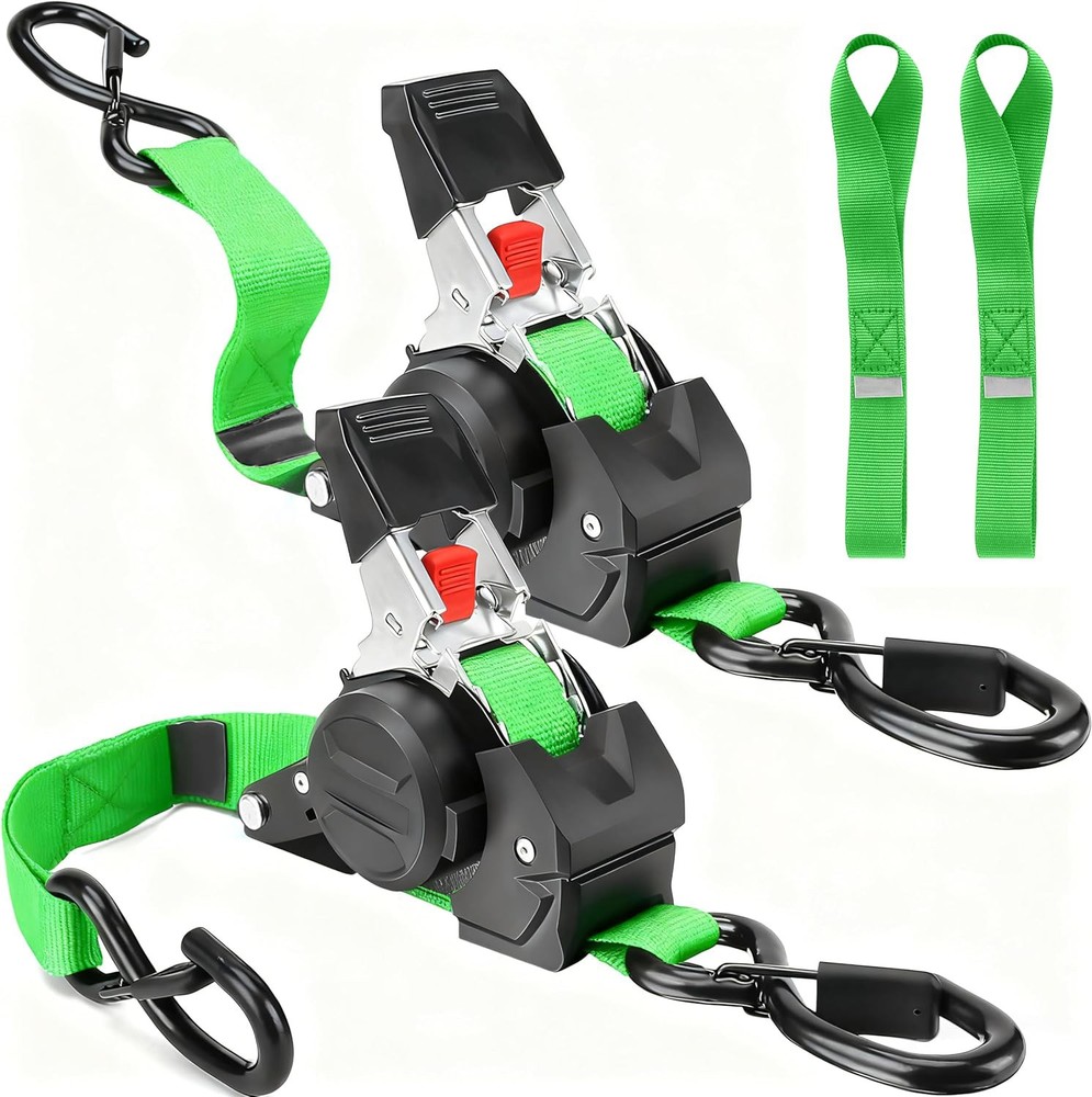 2/4-Pack 10FT Retractable Ratchet Tie-Down Straps | 1763LBS Heavy-Duty | S-Hook
