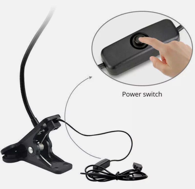 USB Reading Light Flexible LED Light Laptop Clip on Bed Desktop USA Black gallery