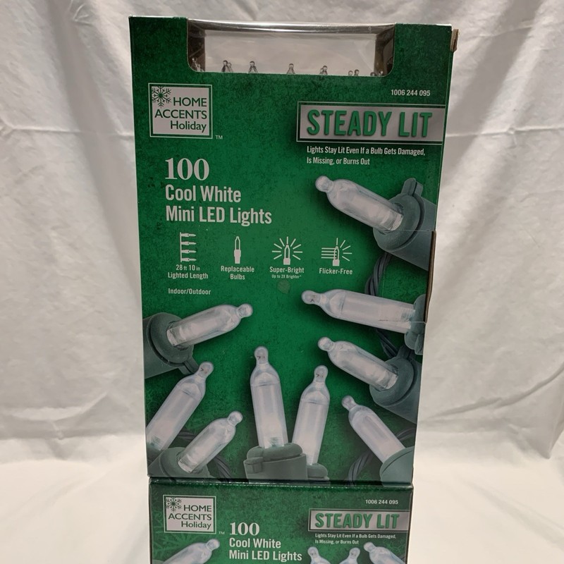 (3) 100 Count Mini LED String Christmas Lights White Super Bright Steady Lit NEW gallery