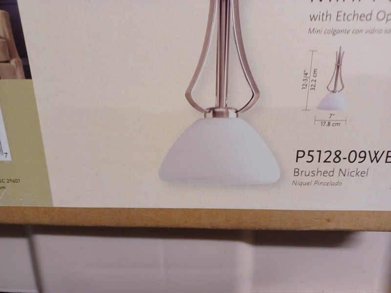 Progress Lighting RAVE Collection NICKEL Mini-Pendant Etched OPAL Glass #525476 gallery