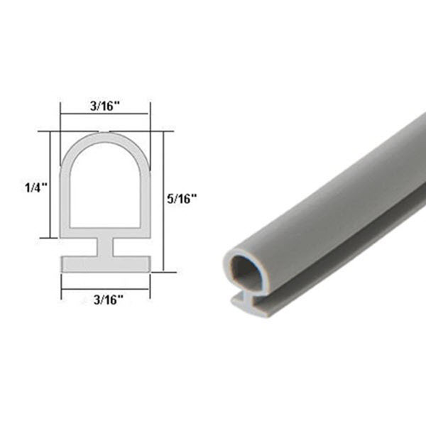 Gray Bulb Type Weatherstrip, 3/16" Width, 3/16" Backing - 20 Ft. gallery