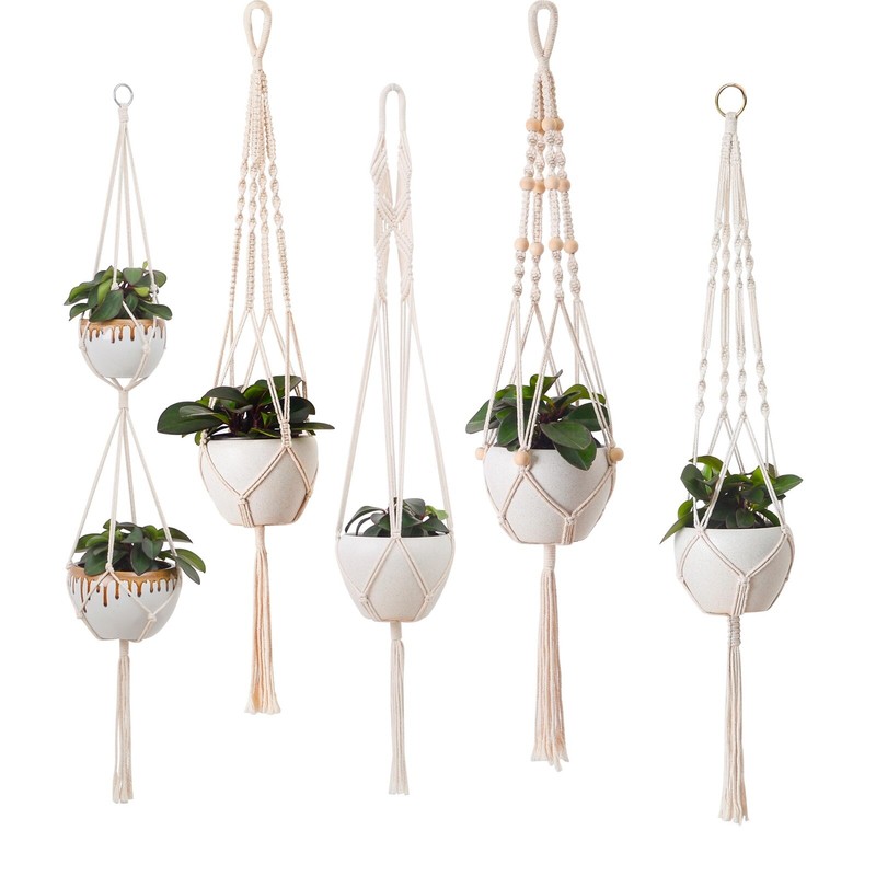 5 Piece Set Macrame Plant Hangers Macrame Plant Hanger With Hooks gallery