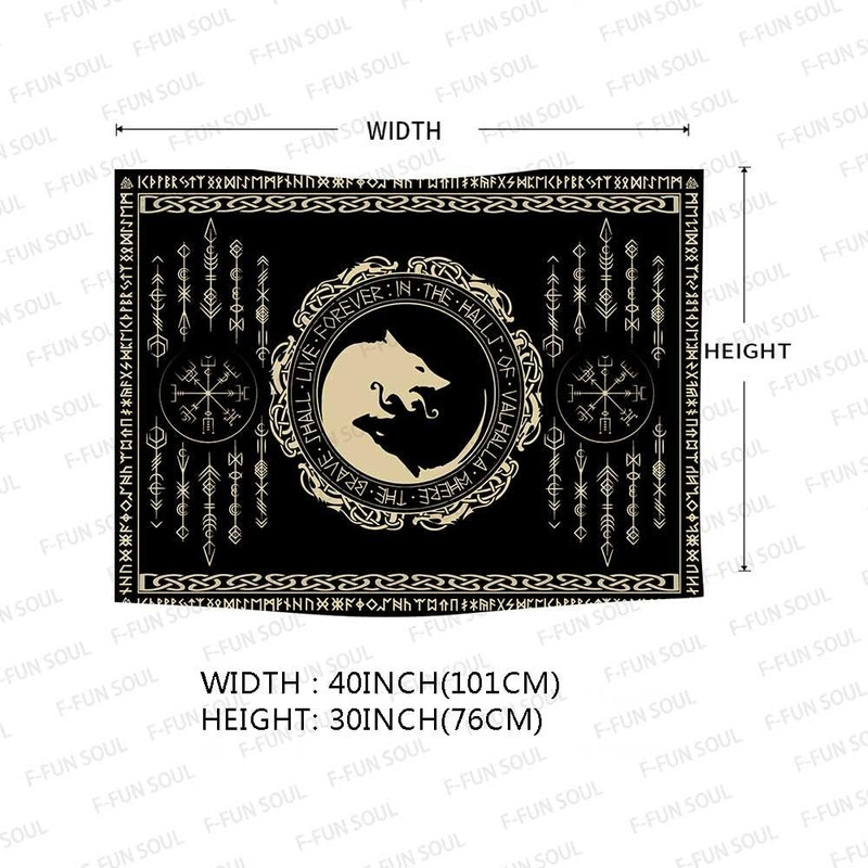 Nordic Vikings Tapestry, 40X30Inches Soft Flannel, Viking Violence Wolf Celtic R gallery