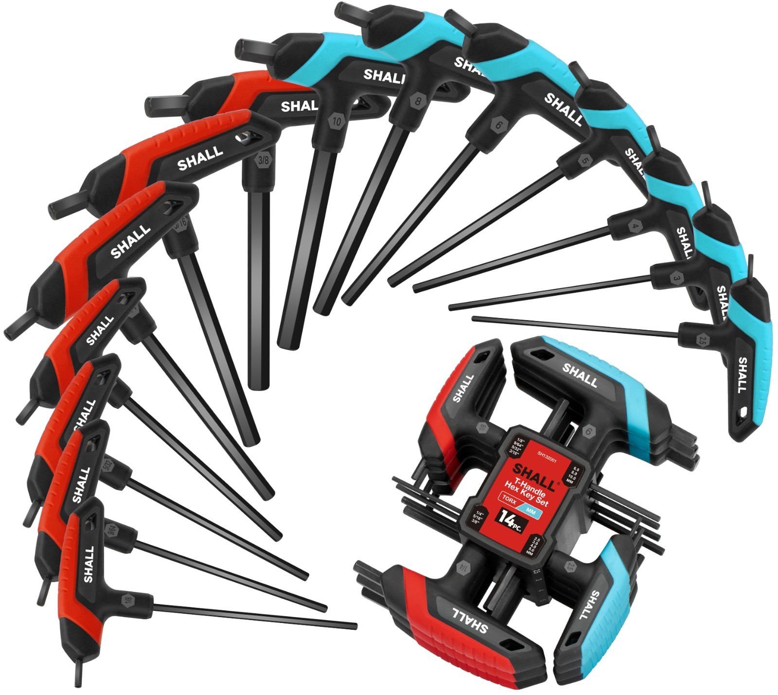 SHALL 14-Piece T-Handle Hex Key Set,Metric & SAE,for Auto&Bike Repair,DIY,Home gallery