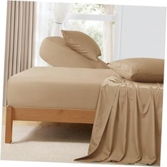 Split Head King Sheet Set – 4 Pieces Flex Top King Sheets for Adjustable Taupe