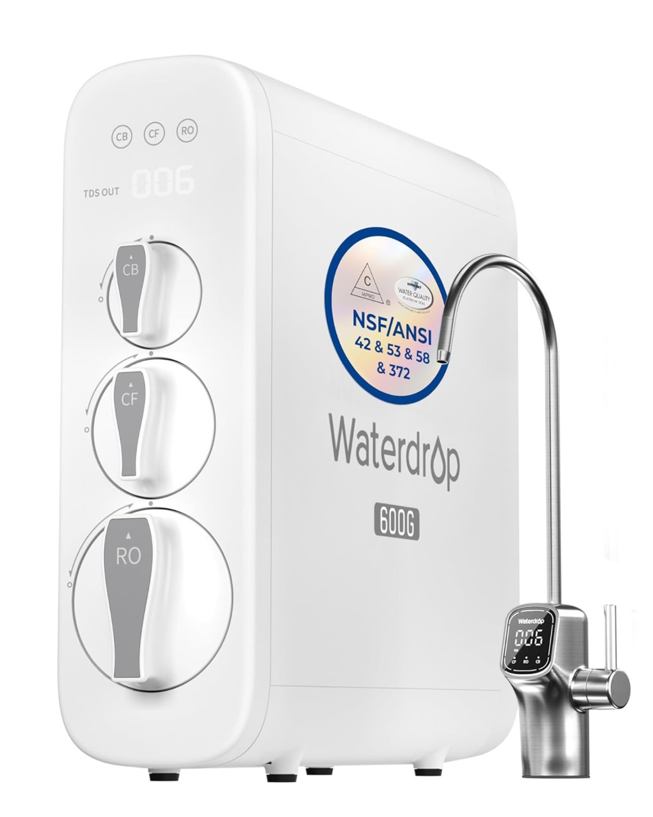 Waterdrop G3P600 Reverse Osmosis System, NSF/ANSI 42 & 53 & 58 & 372 Certified gallery
