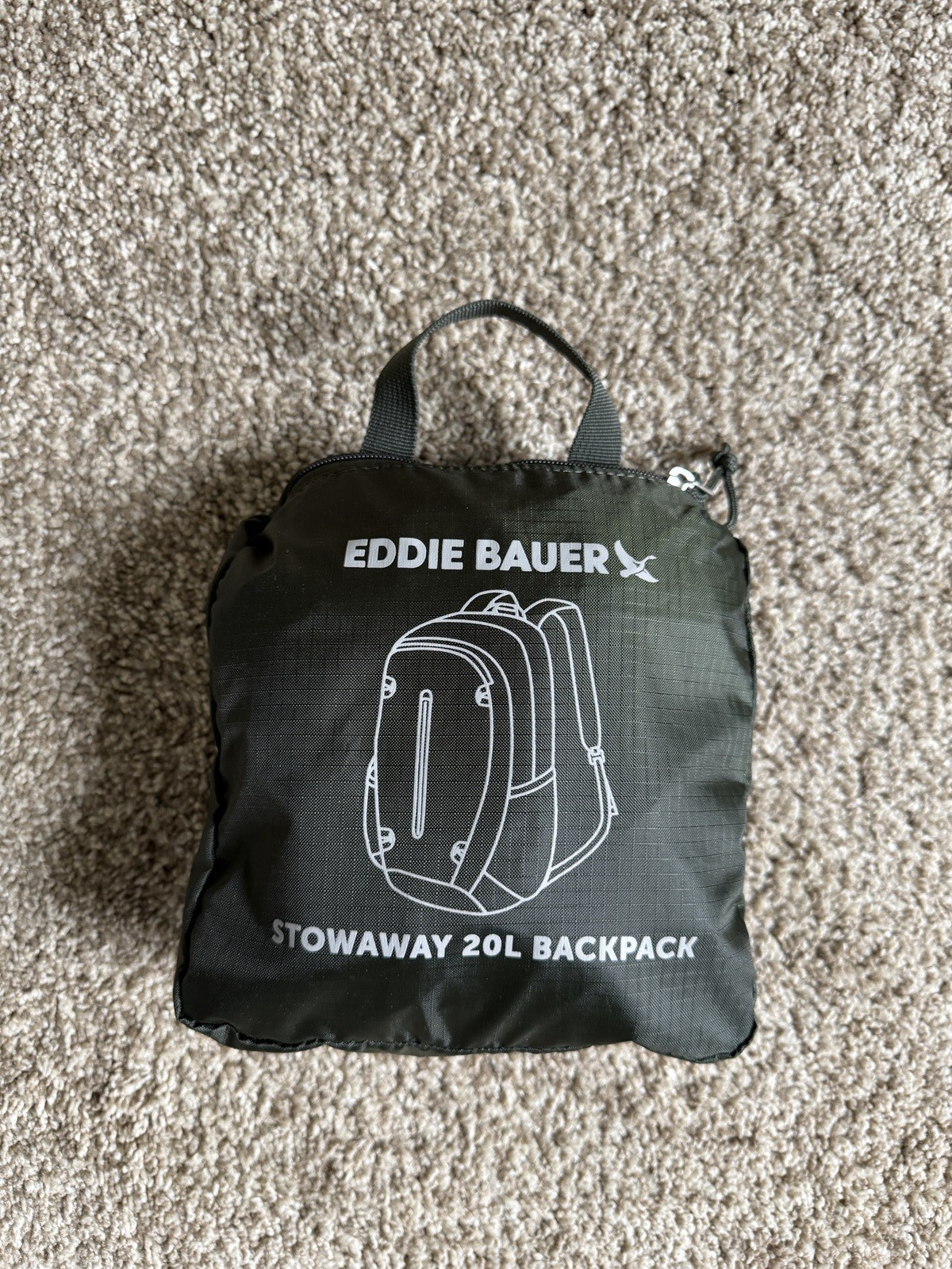 Eddie Bauer 20L Stowaway Ruck Pack Dark Forest  100% Polyester