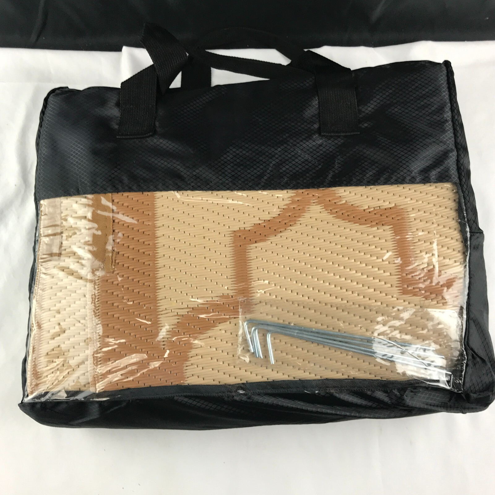 Large Picnic Blanket 95" x 57" Waterproof Foldable Brown Plastic Straw Mat gallery