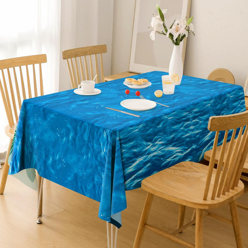 2 Pack Beach Party Decorations - Ocean Waves Plastic Tablecloth for Pool Party D gallery