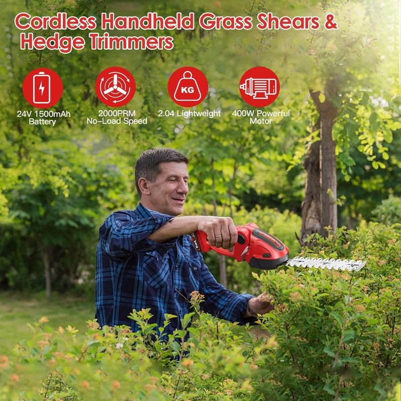 Handheld Electric Cordless Grass Shear Hedge Trimmer 24V Rechargeable Battery gallery