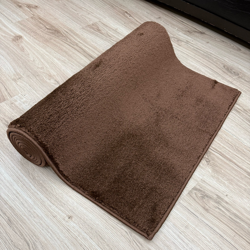 RUNNER RUG Hallway Kitchen Solid Brown Soft Touch 26" / 30" / 36" Wide gallery