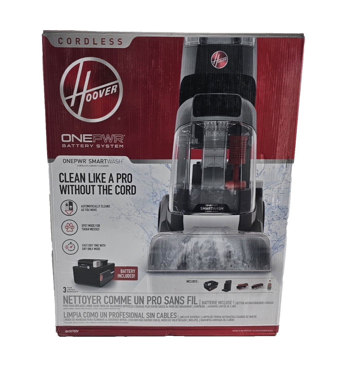 Hoover ONEPWR SmartWash Cordless Upright Carpet Cleaner + Battery & Charger NEW gallery