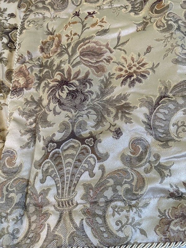 Queen Gold Beige elegant Soft Shimmer Jacquard Bedding Braided Cord Trim 86x92in gallery