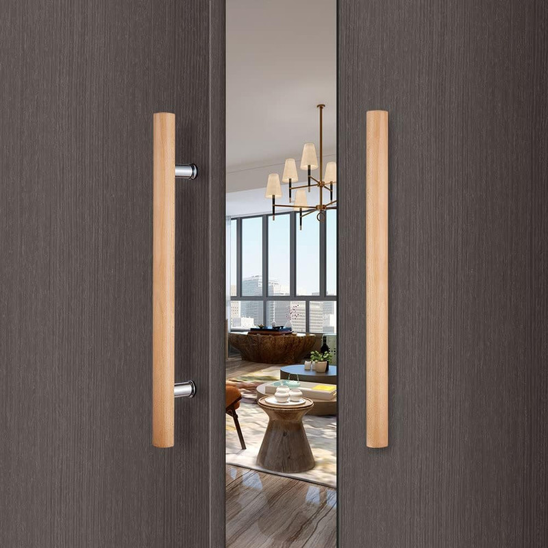 Glass Door Handle 304 Solid Connector, Wood Handle for Sauna Room, Double Sided gallery