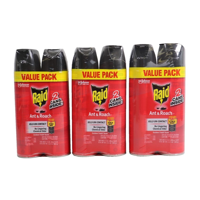 6 Cans Raid Ant & Roach Killer Spray Cans 17.5 oz (6-pack) gallery