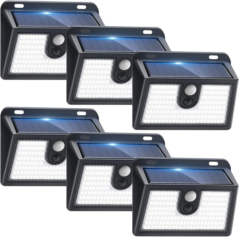 6 Pack Solar Motion Sensor Lights - 800 Lumen Outdoor Security Bright Lights gallery