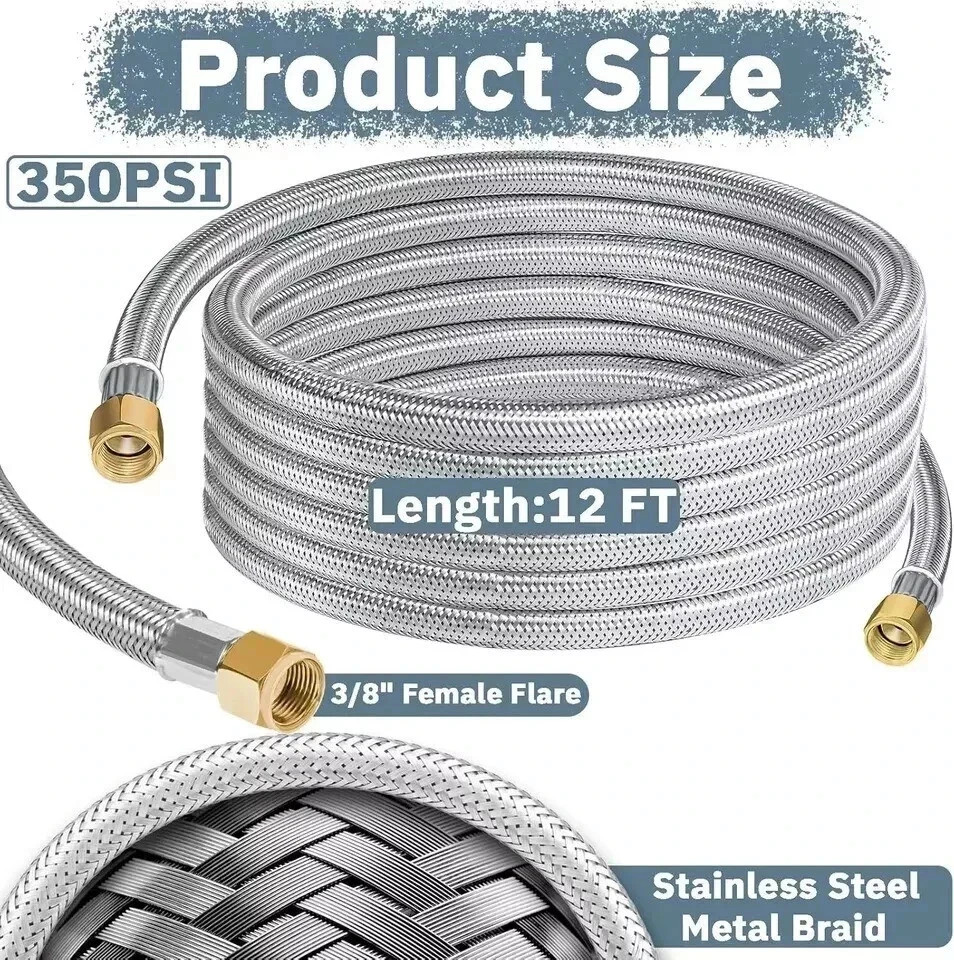 12FT Stainless High Pressure Braided Propane Hose Extension with Conversion Coup gallery