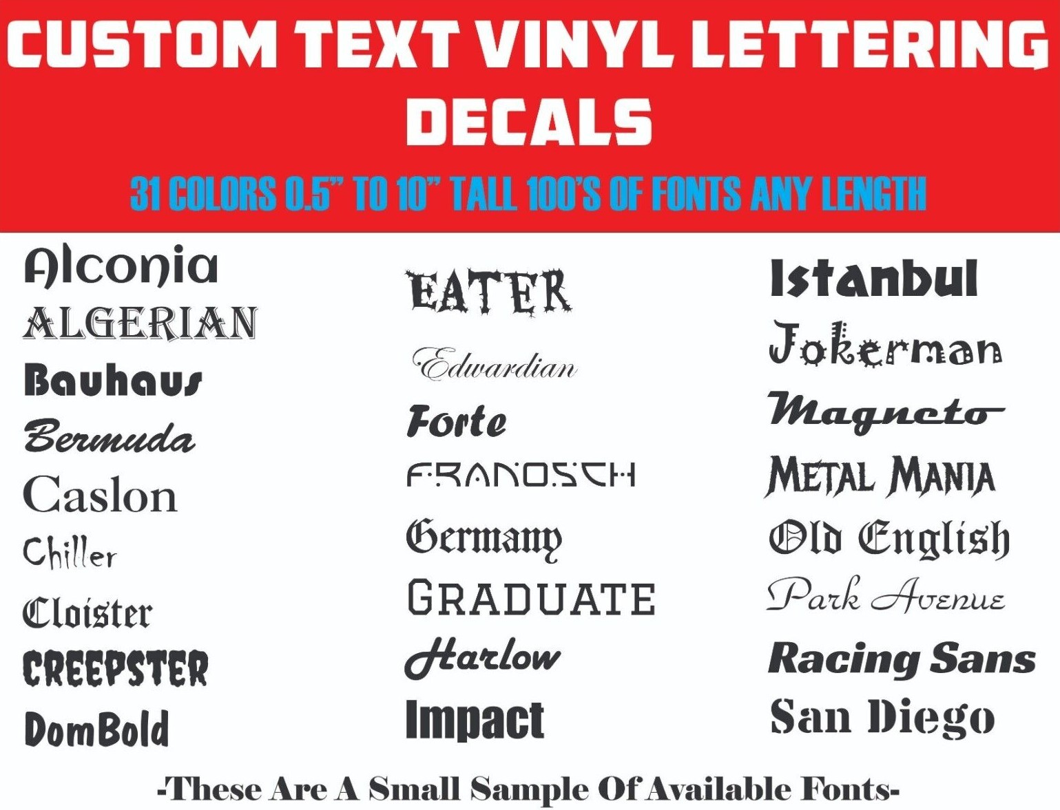 Custom Text Vinyl Lettering Transfer Sticker Decals Any Text-Numbers-Any Font gallery
