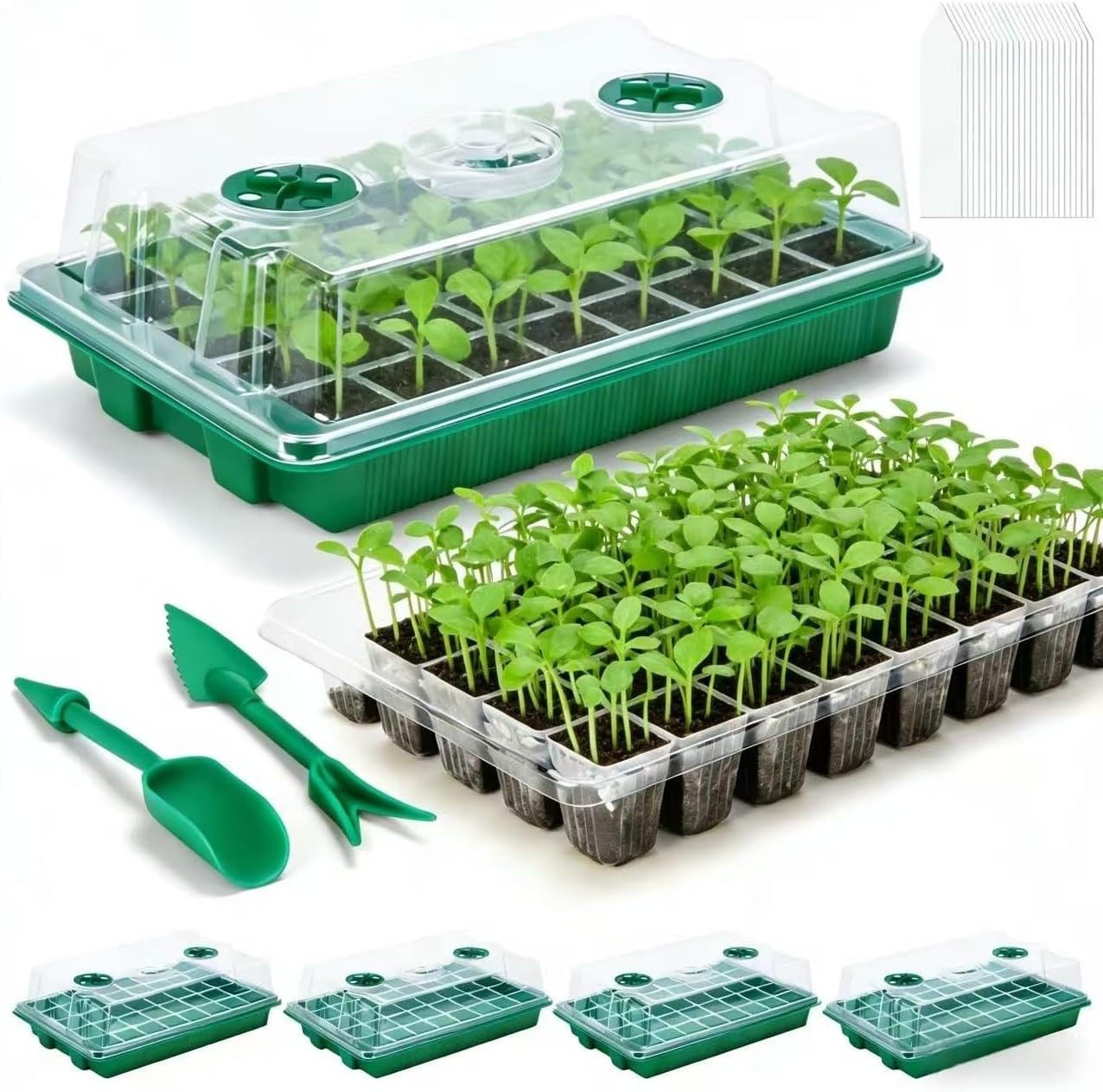5 Pack Seed Starter Tray Seed Starter Kit (200 Cells Total Tray) with Adjustable gallery