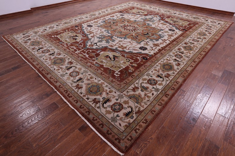 Heriz Serapi Handmade Wool Rug 11' 9" X 15' 1" - Q21088 gallery