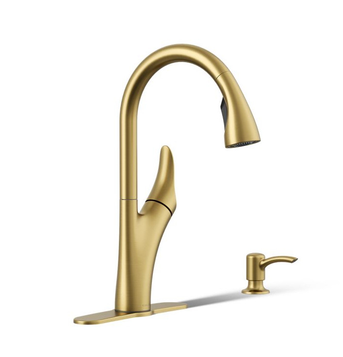 Kohler Brushed Gold Transitional Pull Down Kitchen Faucet 1PREC26448-SD-2MB-AA gallery