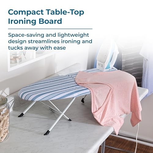 Folding Tabletop Ironing Board with Iron Rest, Blue, 32” L X 12” W, Steel Frame gallery