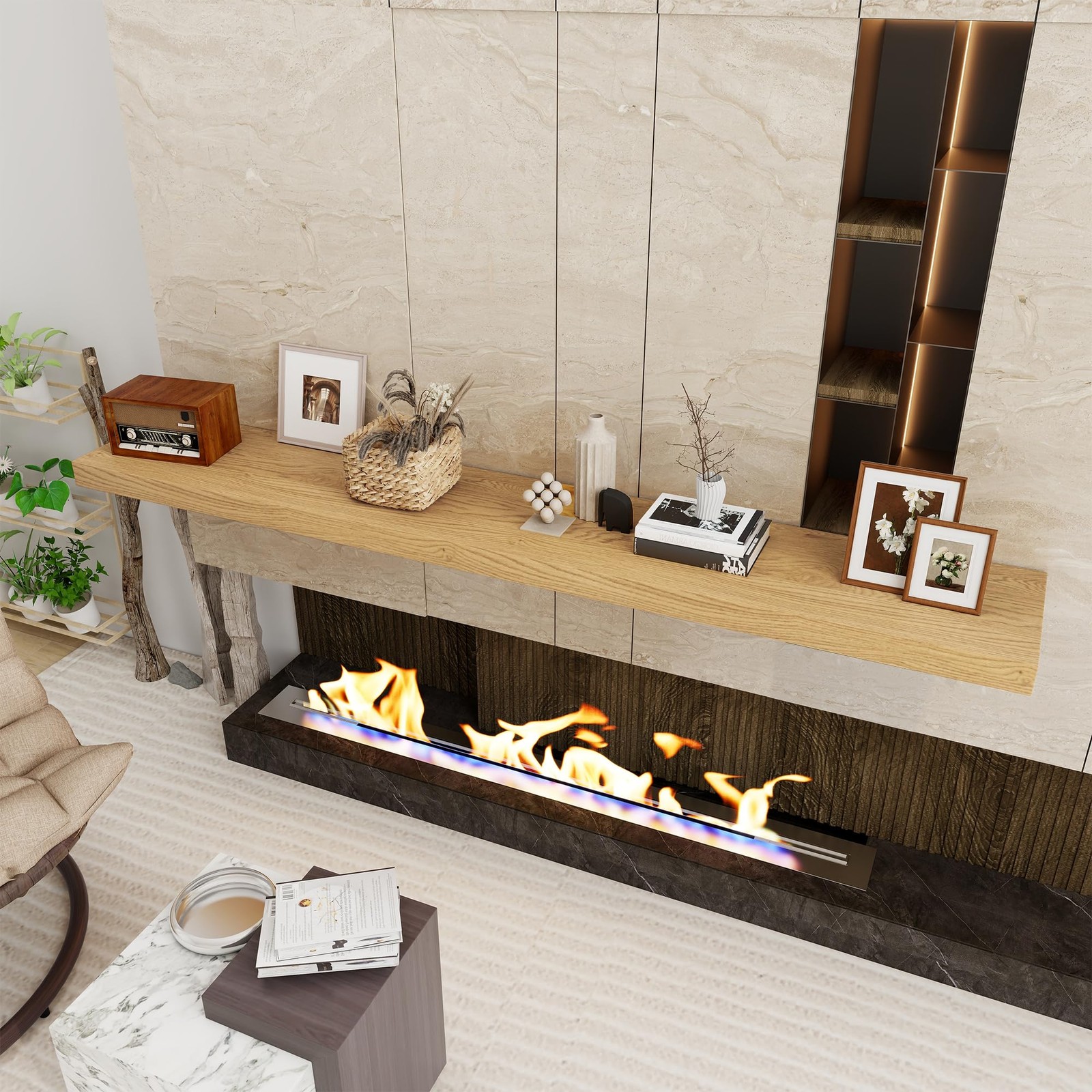 Floating Shelf 72 Inch 12 Deep Wall Mount Oak Invisible Bracket Memories Mantel gallery