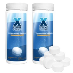 XtremeClear 2-Pack 1″ Swimming Pool Spa Hot Tubs Chlorine Tablets 1.5 LBS Bottle