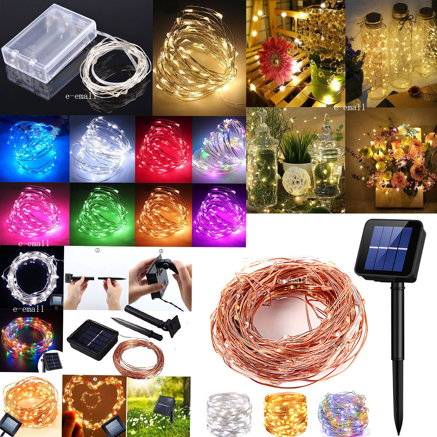 Solar LED String Lights Copper Wire Waterproof Outdoor Fairy LED Decor Garland gallery