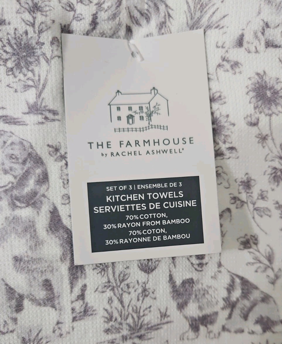 Rachel Ashwell Shabby Chic Farmhouse Kitchen Dish Towels 6 Pack Dogs Purple Gray gallery