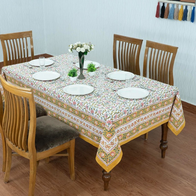 Hand Block Printed Tablecloth, Wedding Gift, Use for Dining Table Decor gallery