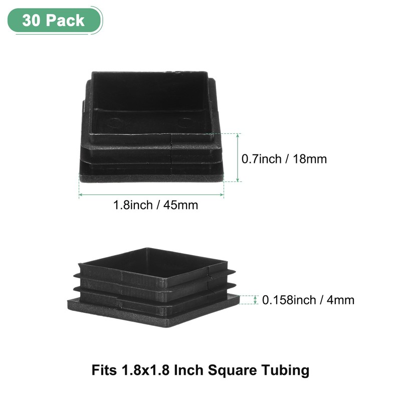 30-Pack Square Tubing End Caps, 1.8Inch/45mm Plastic Tube Plugs [Black] gallery