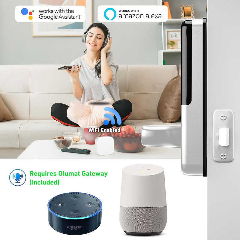 Keyless Smart Door Lock with Handle WiFi Gateway Keypad Fingerprint Entry gallery