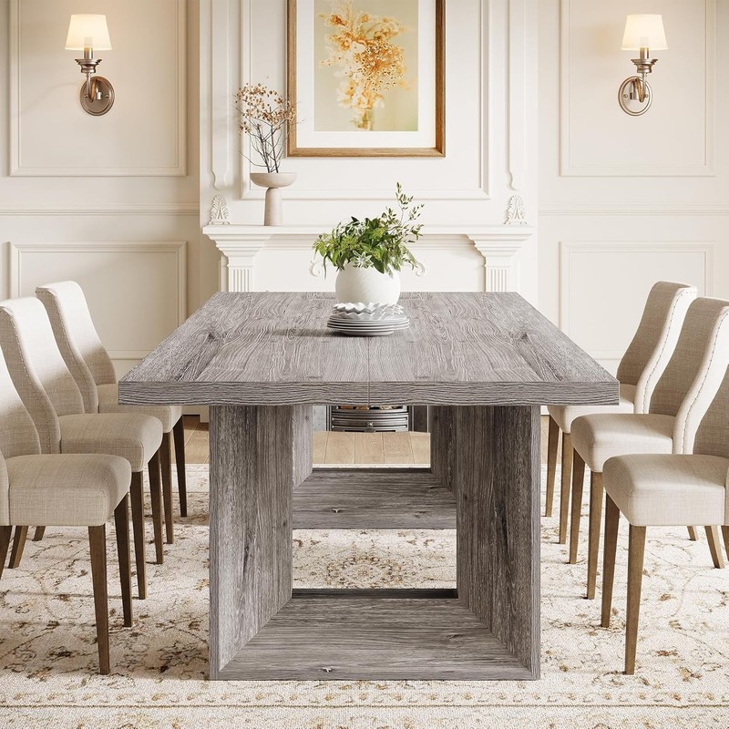 63-Inch Farmhouse Dining Table Rectangular Wooden Kitchen Table for 4-6 People gallery