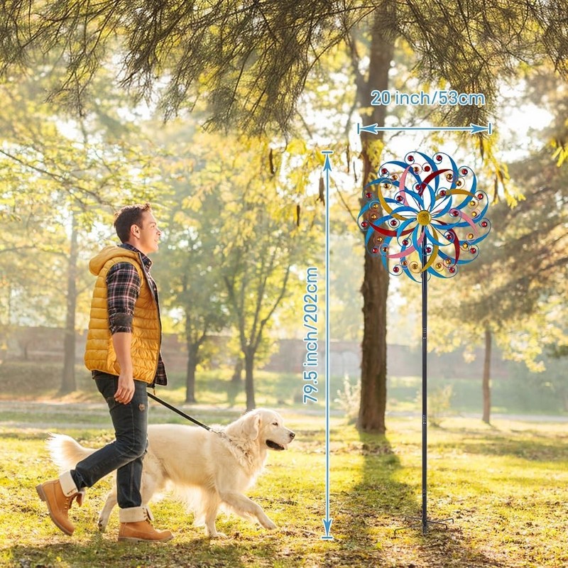 Extra Large 20" Metal Wind Spinner - Colorful Kinetic Garden Decor for Outdoors gallery