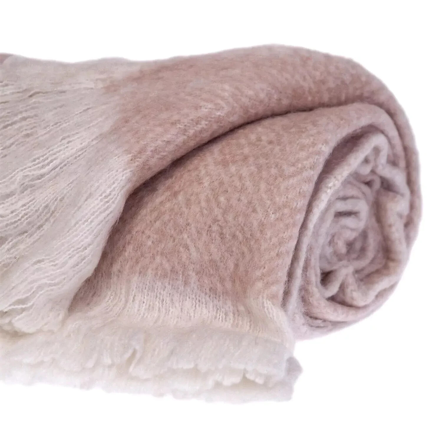 SUPREME SOFT PINK AND WHITE HERRINGBONE HANDLOOMED THROW BLANKET gallery