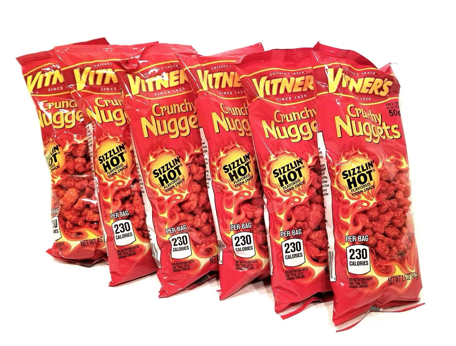 Vitner's Sizzlin' Hot Cheese Crunchy Nuggets 6 Pack 1.05 oz Bags gallery
