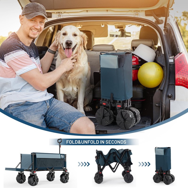 47" L Collapsible Wagon with Tailgate & Brake, 300lbs Heavy Duty Beach Wagon ... gallery