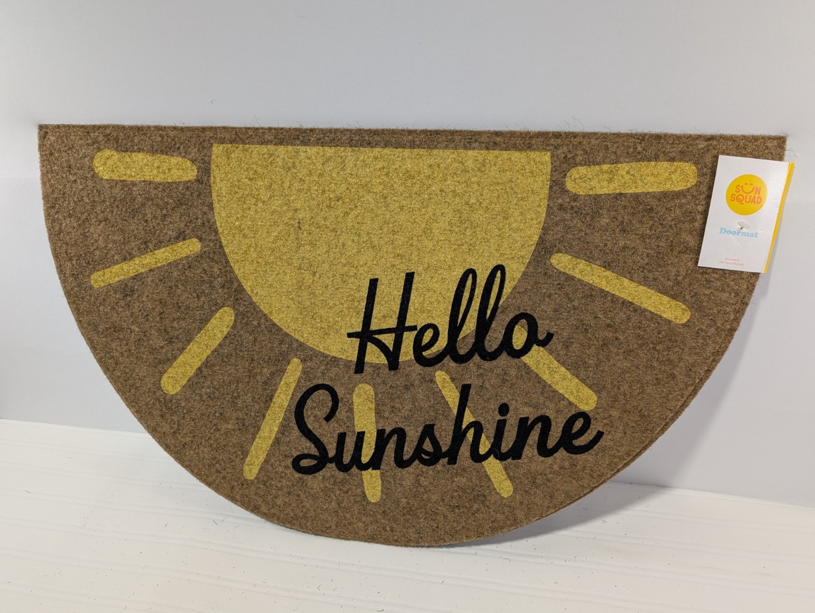 Sun Squad Half-Circle Doormat Hello Sunshine Yellow & Brown Low-Pile 18" x 30" gallery