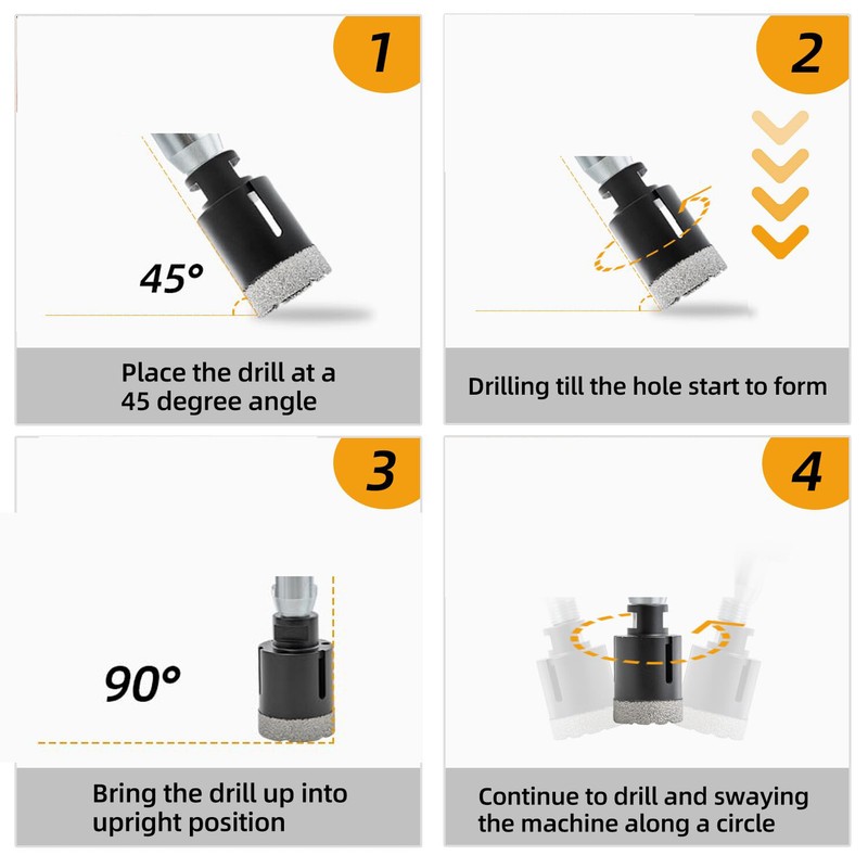 Diamond Core Drilling Bit Set Kit Hole Saw For Marble Ceramic Tile Porcelain gallery